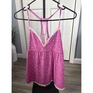 Joe Boxer Purple Star Print Lace Trim Racerback Sleep Camisole Top Medium NWT